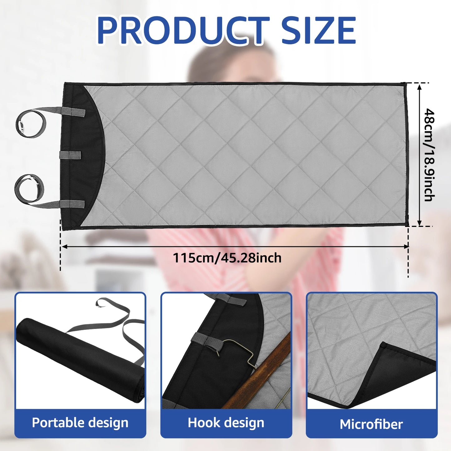 Over The Door Ironing Board Vertical Clothes Steamer Pad Heat Resistant Clothing Care Pad for Handheld Steamer 45.27×18.89 inch