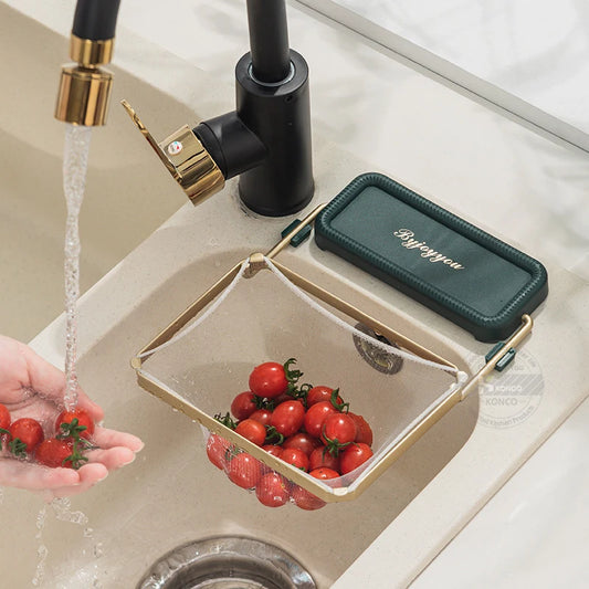 Kitchen Sink Filter Rack Foldable Sink Strainer Mesh Bag Sink Strainer Drain Large Capacity Garbage Basket Sink Leftovers Filter
