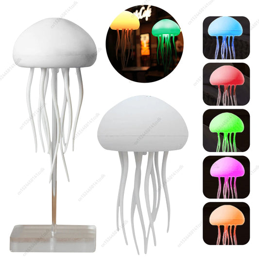 Cartoon Jellyfish Night Light with Rotating Tentacles Jellyfish Bedside Table Lamp Type-C Charging for Kids Bedroom Home Decor