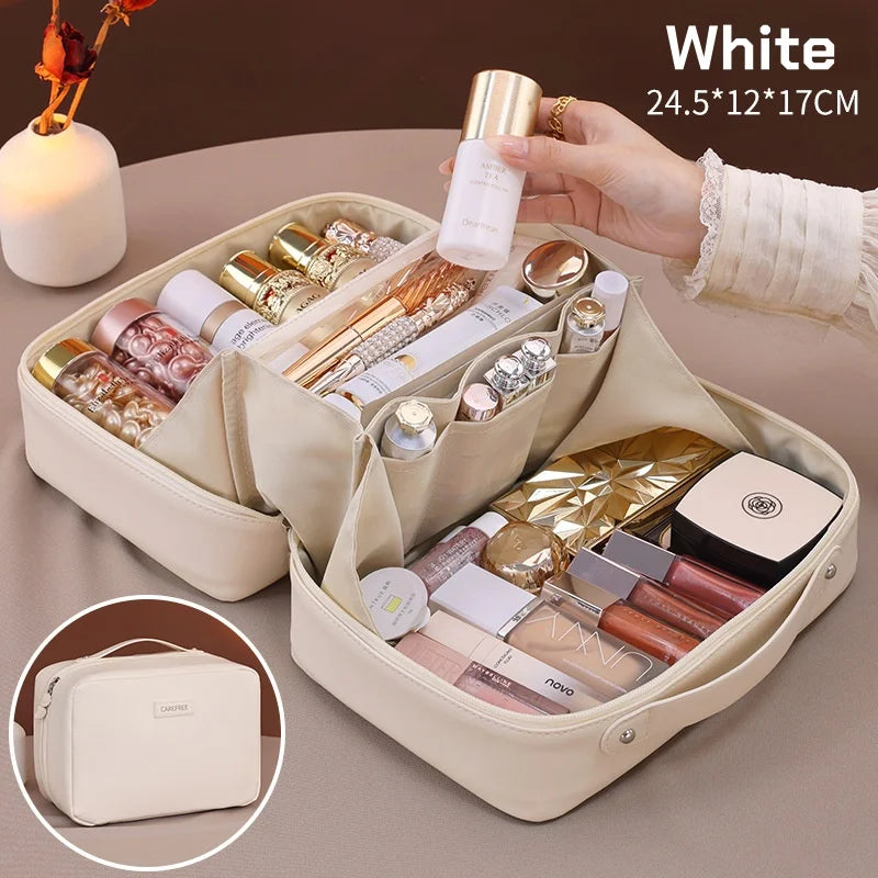 PU Leather Hanging Cosmetic Bag For Women Portable Storage Makeup Organizer Large Capacity Travel Toiletry Storage Bags