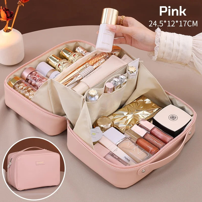 PU Leather Hanging Cosmetic Bag For Women Portable Storage Makeup Organizer Large Capacity Travel Toiletry Storage Bags