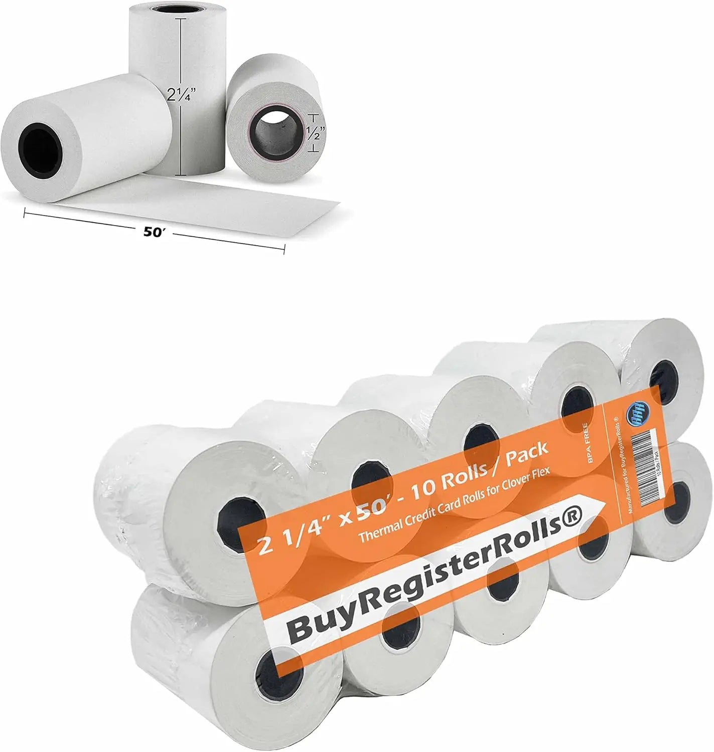 10 Rolls Thermal Paper 48 GSM for Verifone Vx520 Ingenico ICT220 ICT250 FD400 Clover Mini Square Terminal Mobile Printer