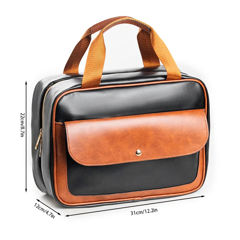 PU Leather Hanging Cosmetic Bag For Women Portable Storage Makeup Organizer Large Capacity Travel Toiletry Storage Bags
