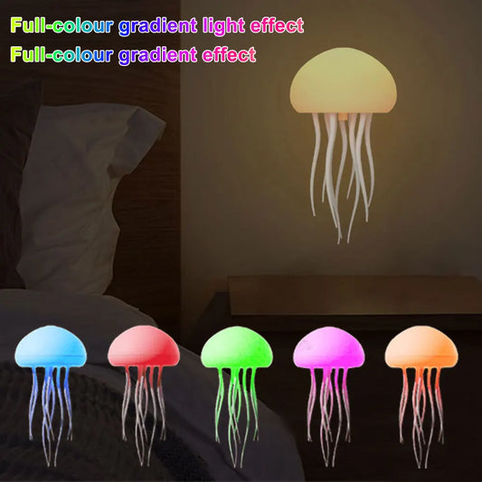 Cartoon Jellyfish Night Light with Rotating Tentacles Jellyfish Bedside Table Lamp Type-C Charging for Kids Bedroom Home Decor