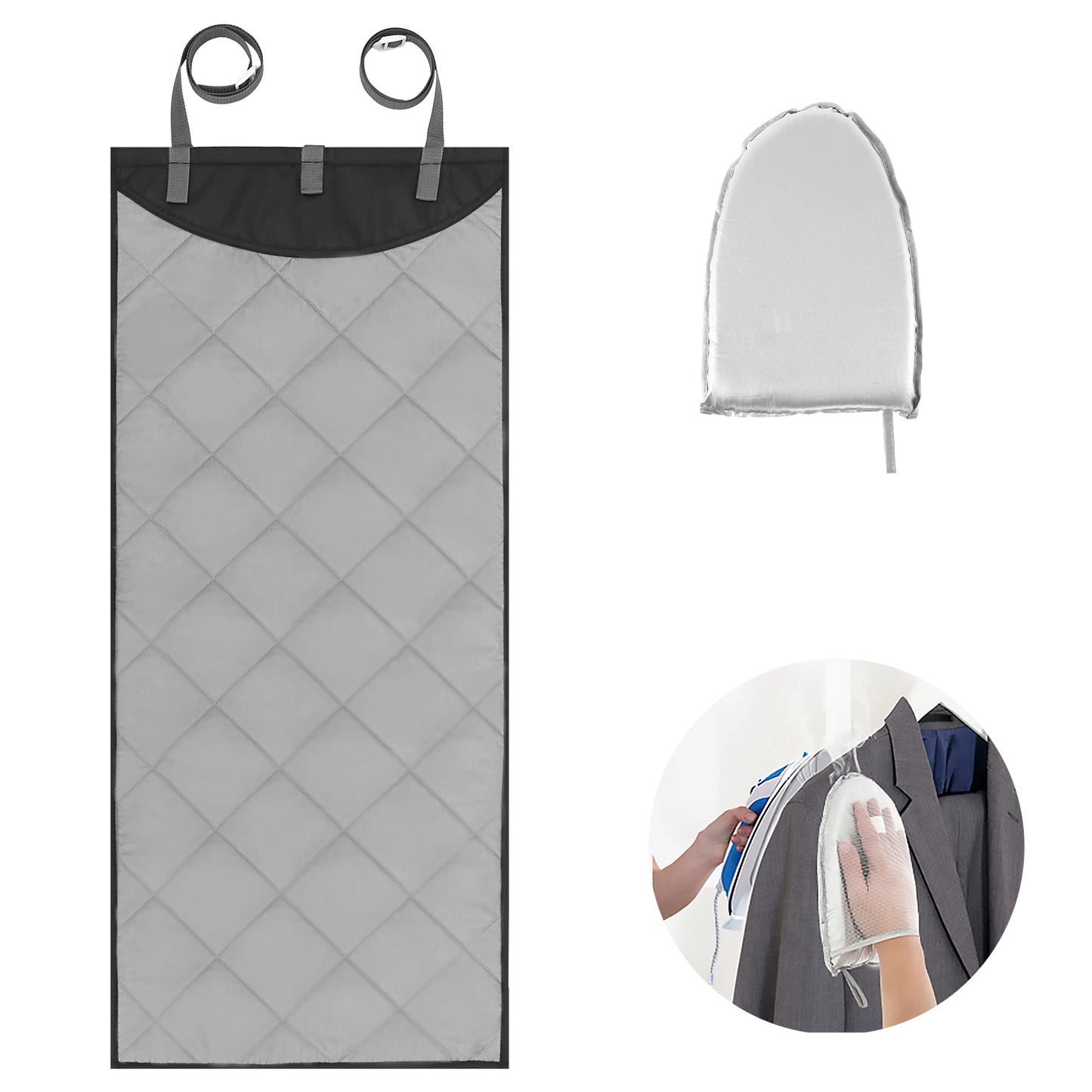 Over The Door Ironing Board Vertical Clothes Steamer Pad  Heat Resistant Clothing Care Pad for Handheld Steamer 45.27×18.89 inch