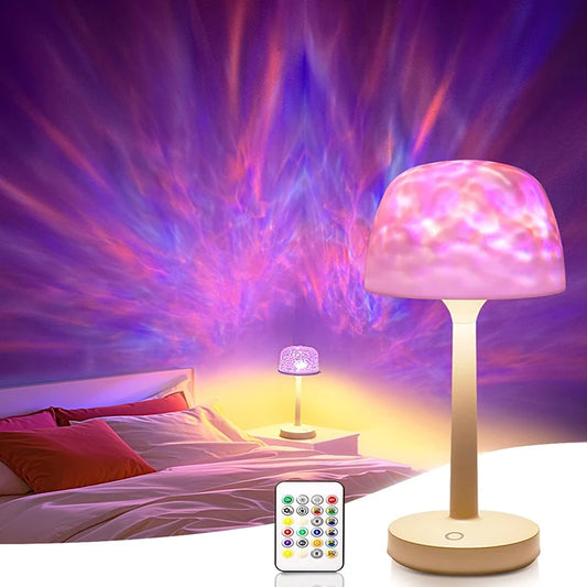 Creative Ocean Wave Cordless Projector Light RGB Color Changing Table Lamp For Bedroom Living Room Game Party Atmosphere Lights