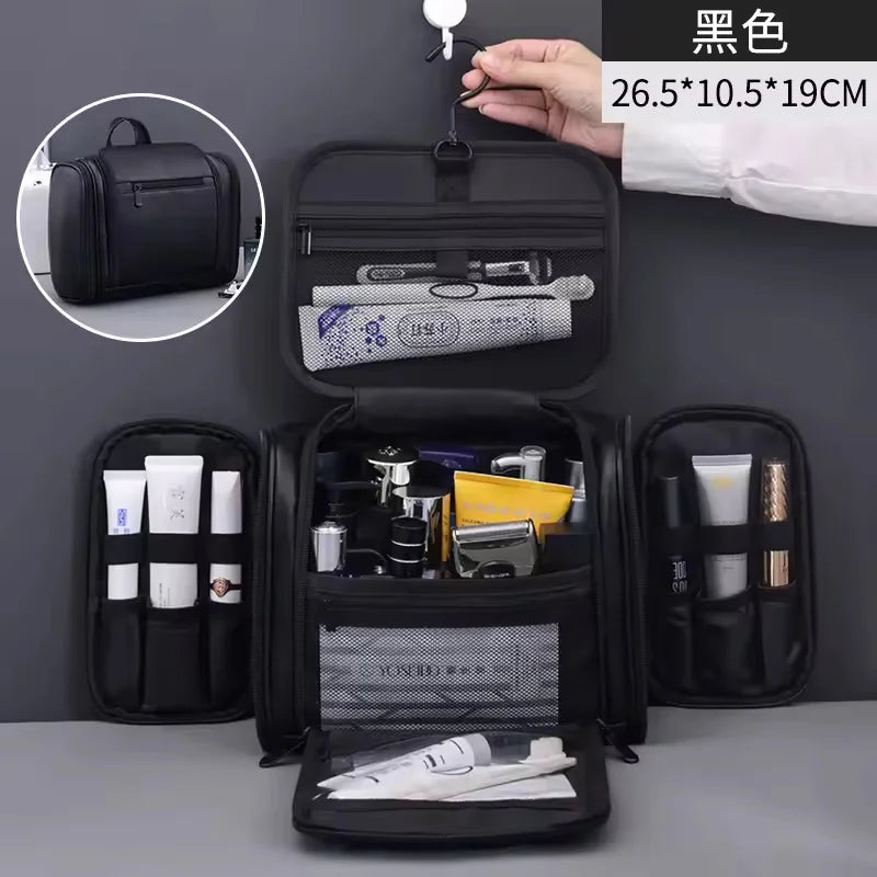 PU Leather Hanging Cosmetic Bag For Women Portable Storage Makeup Organizer Large Capacity Travel Toiletry Storage Bags
