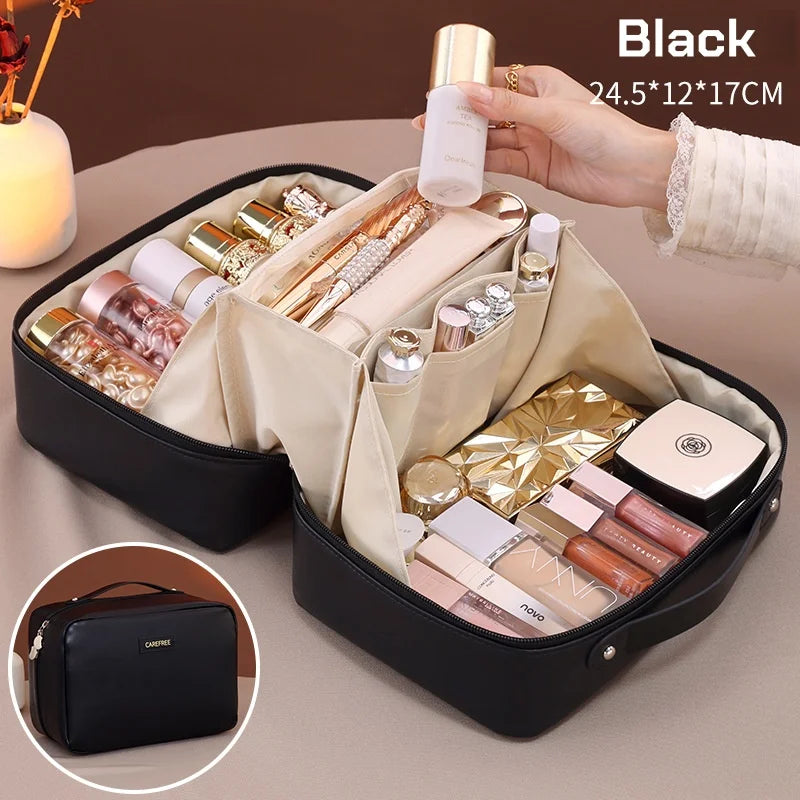 PU Leather Hanging Cosmetic Bag For Women Portable Storage Makeup Organizer Large Capacity Travel Toiletry Storage Bags